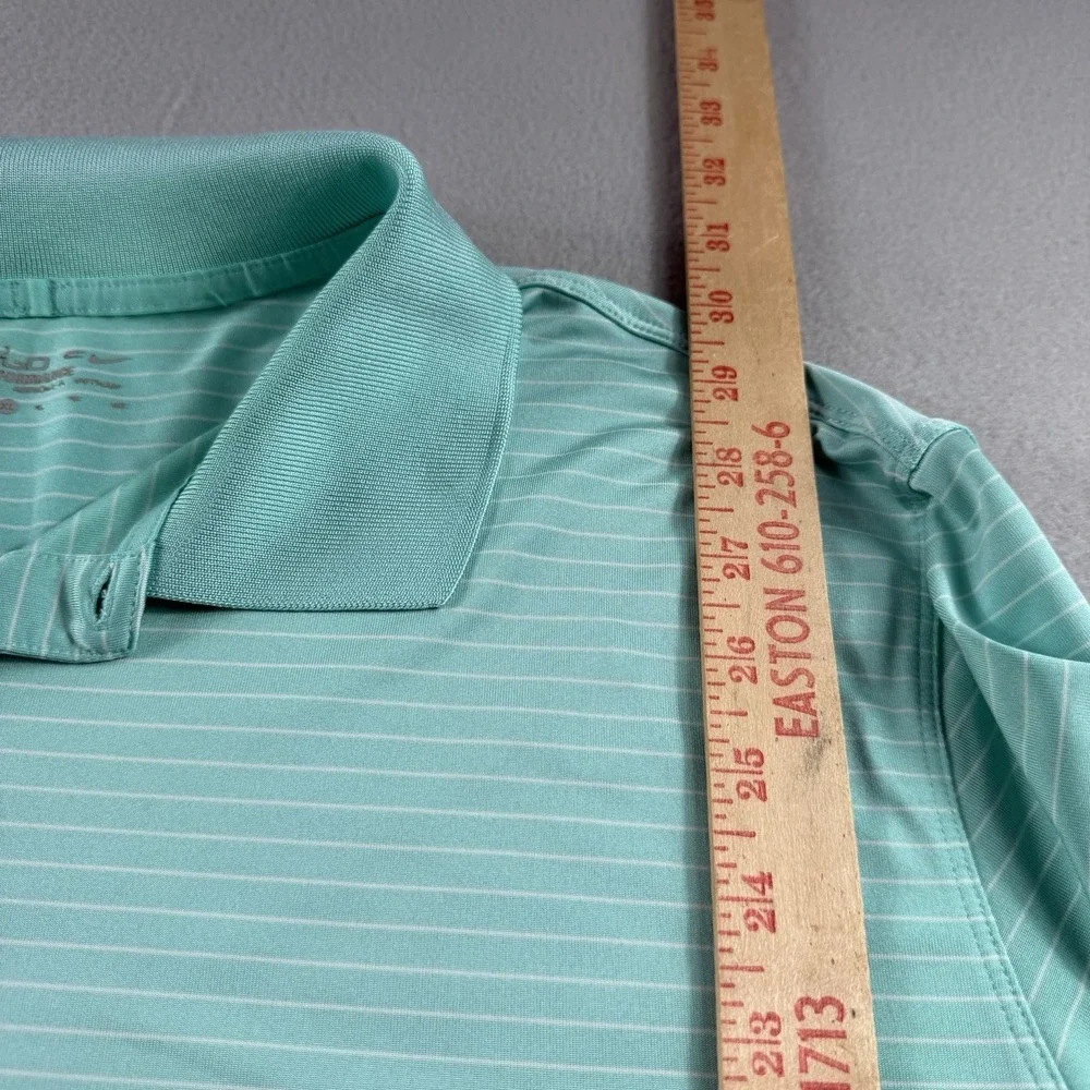 Nike Golf Dri Fit Polo Shirt Mens XL Green Striped Performance Short‎ Sleeve